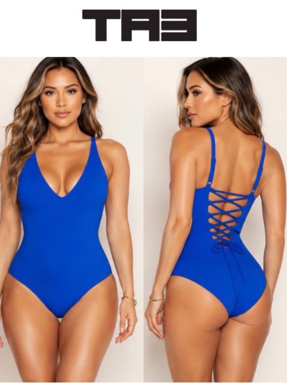 TA3 Plungey Sapphire Blue Sculpting One Piece Swimsuit Regular Cut Viral